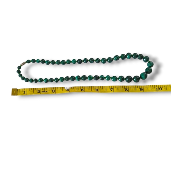 Vintage Estate Graduated Malachite Beaded Necklace 20" - Picture 8 of 8
